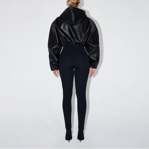 KHY Faux Leather Hooded Cropped Jacket - Picture 7 of 7